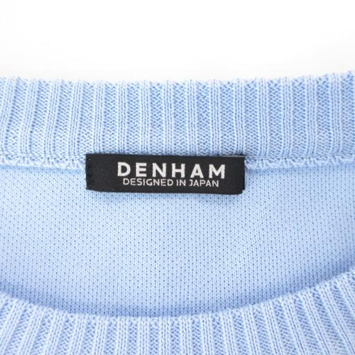 【中古】デンハム DENHAM TOUGH KNIT ニット セーター M 長袖 クルーネック ロゴ 三角タグ 水色 ライトブルー デンハム DENHAM TOUGH KNIT ニット セーター M 長袖 クルーネック