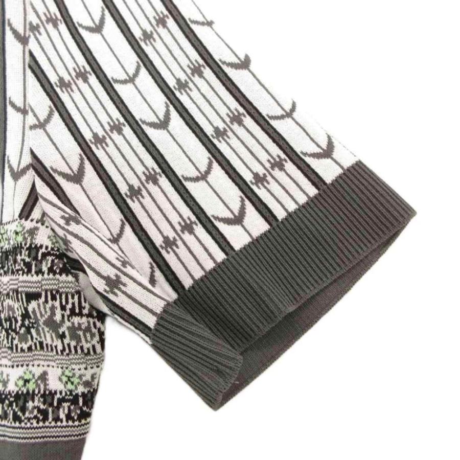 マメクロゴウチ 25SS ジオメトリック パターン ニット トップ