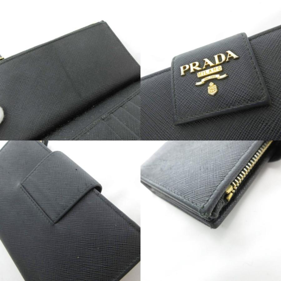 PRADA プラダ 財布 二つ折り サフィアーノレザー 黒 ブラック /UO