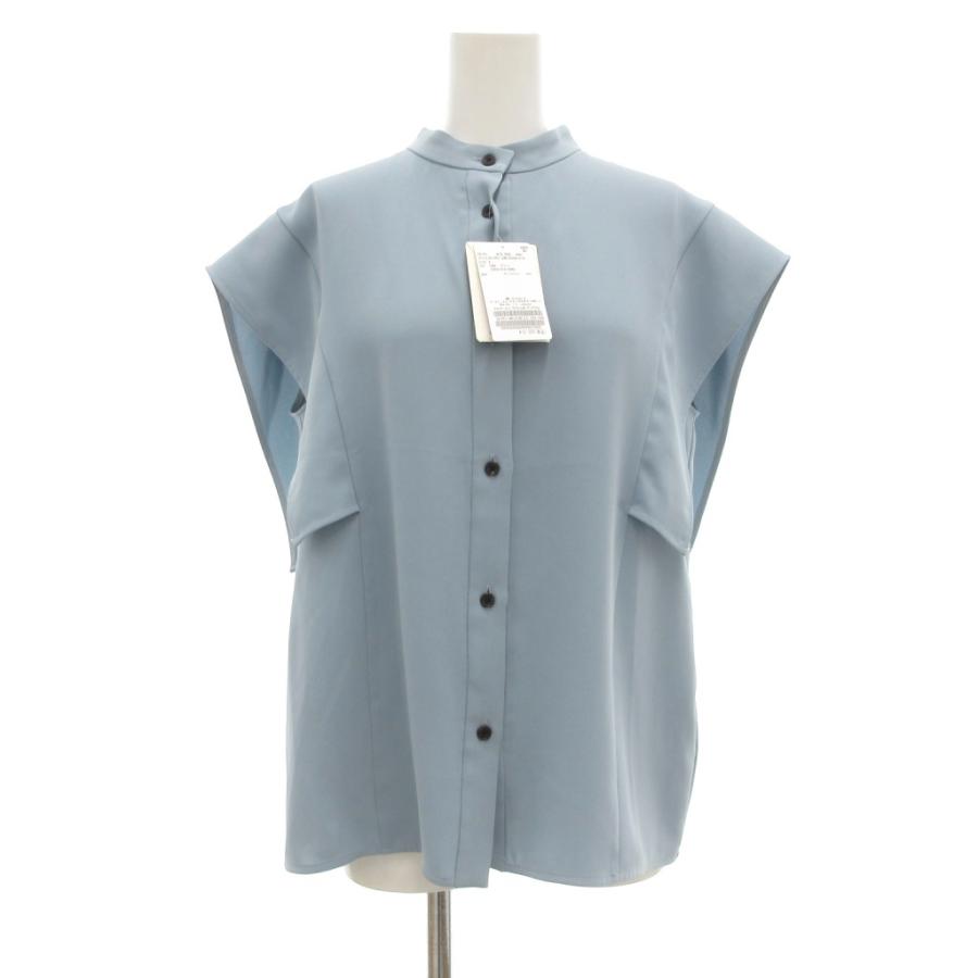新品 NOBLE ノーブル スクエアースリーブフロントオープンブラウス ブルー WEB限定追加》【洗える】スクエアースリーブフロントオープンブラウス2