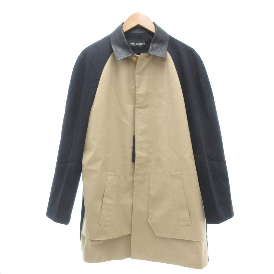 【中古】未使用品 ニールバレット Neil Barrett タグ付き STANDARD FIT ステンカラーコート 衿レザー 46 ブラック 未使用品 ニールバレット Neil Barrett タグ付き STANDARD FIT ステン