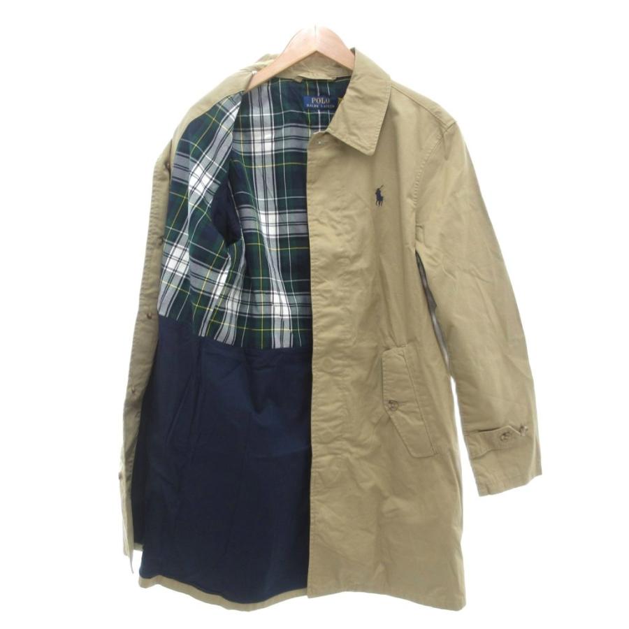 極上ポロラルフローレンボンディング加工ステンカラーコートXLチェック柄ライナー付 ラルフローレンRalph Lauren ライナー付きボンディングステンカラー