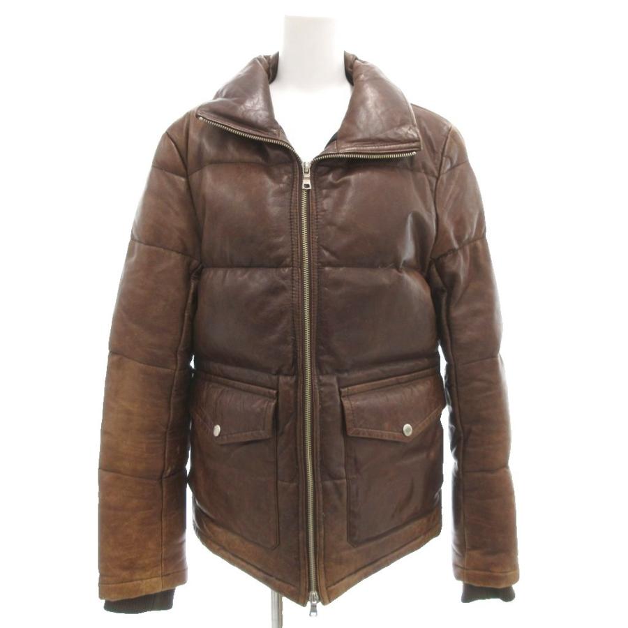 ルイス Lui's ラムレザーダウンジャケット ジップアップ 羊革 M 茶