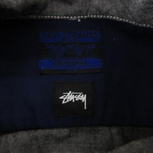 【中古】ステューシー STUSSY リーバイス ワークシャツ シャンブレー 長袖 M 刺繍 ロゴ ステッチ グレー /AE STUSSY（ステューシー） リーバイス ワークシャツ シャンブレー 長袖 M