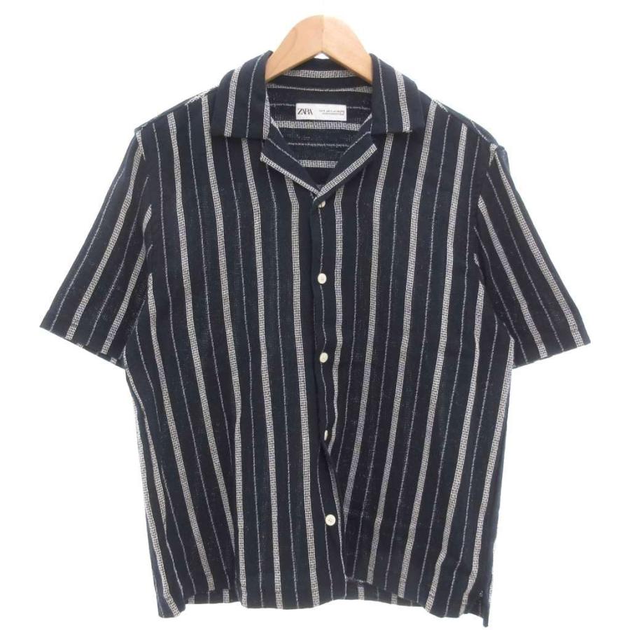 ZARA コットン製 白と紺ストライプラグ 150×200cm ZARA HOME コットン