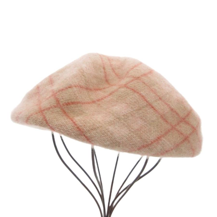 FURLA（フルラ） アンゴラベレー帽 帽子 ニット チェック 起毛 ウール