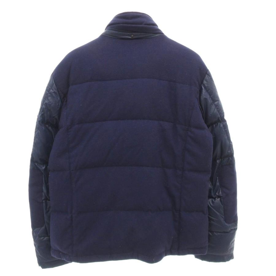 【中古】ハンティングワールド HUNTING WORLD ダウンジャケット 54 袖切替 ジップアップ ロゴ ウール 紺 ネイビー Hunting World（ハンティング・ワールド） ダウンジャケット 54 袖切替