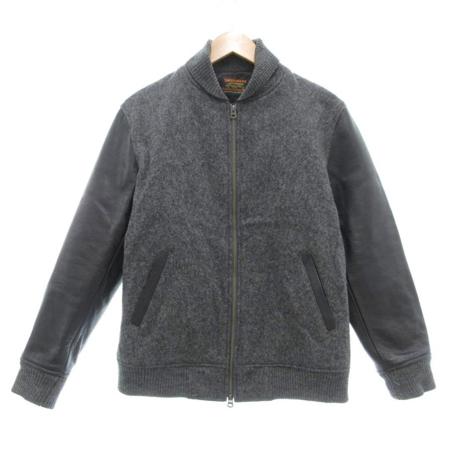 【中古】スクーカム SKOOKUM NICOLE SELECTION スタジャン 袖牛革 レザー切替 48 グレー系 /UO メンズ スクーカム SKOOKUM NICOLE SELECTION スタジャン 袖牛革 レザー切替