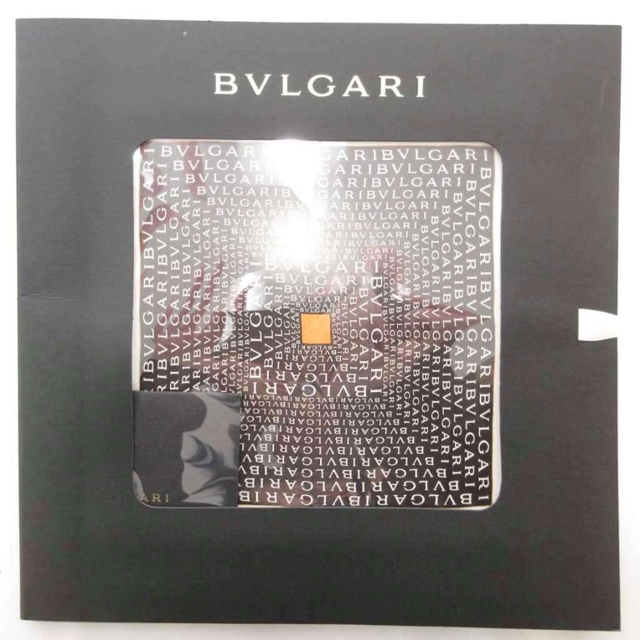BVLGARI（ブルガリ） スカーフ 大判 シルク ロゴ 総柄 黄 イエロー 黒