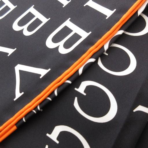 BVLGARI（ブルガリ） スカーフ 大判 シルク ロゴ 総柄 黄 イエロー 黒