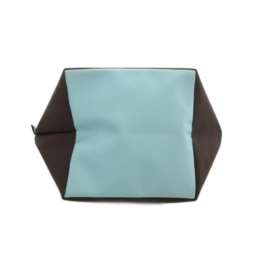 【中古】エルベシャプリエ Herve Chapelier ナイロン舟型ショルダーバッグ XS ブラウン ライトブルー系 1927N /UO エルベシャプリエ Herve Chapelier ナイロン舟型ショルダーバッグ XS