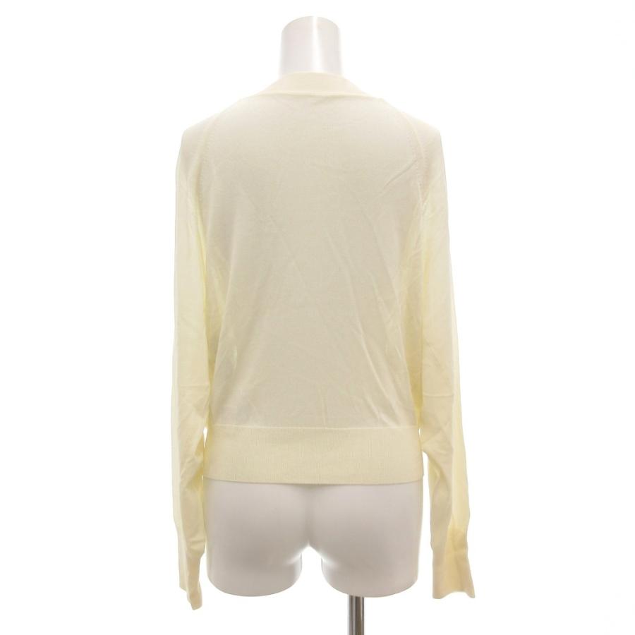 【中古】フォクシー FOXEY Vネック カーディガン シアーニット 長袖 ロゴ透かし編み 38 オフホワイト 40747 /UO FOXEY（フォクシー） FOXEY Vネック カーディガン シアーニット 長袖