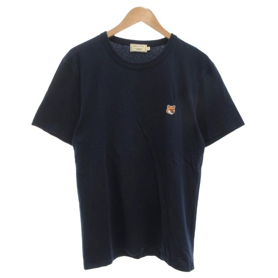 MAISON KITSUNÉ ネイビー Tシャツ 新品未使用 メゾンキツネ MAISON KITSUNE Tシャツ 半袖 L 紺 ネイビー ワッペン