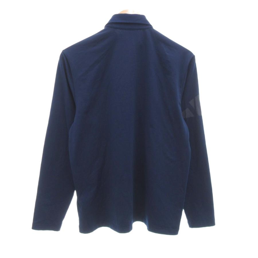 adidas（アディダス） ポロシャツ 長袖 M ロゴ プリント 紺 ネイビー