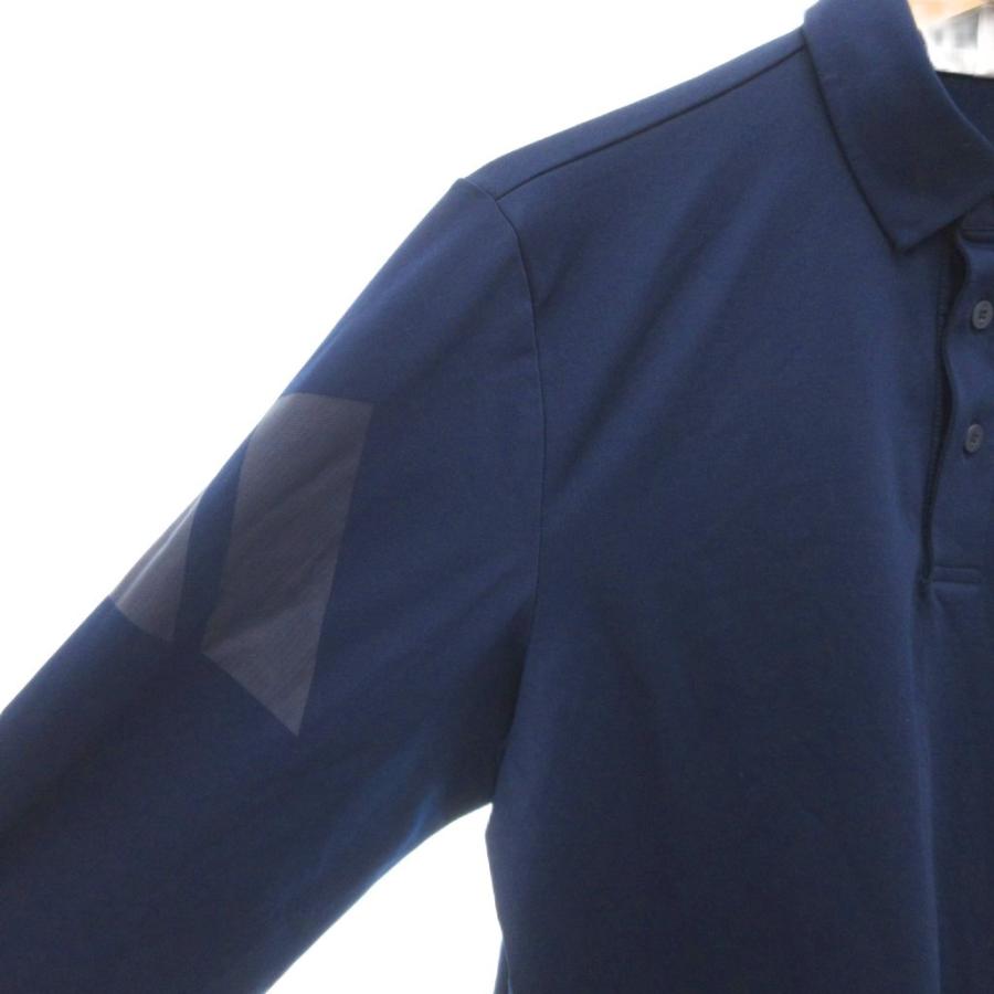 adidas（アディダス） ポロシャツ 長袖 M ロゴ プリント 紺 ネイビー
