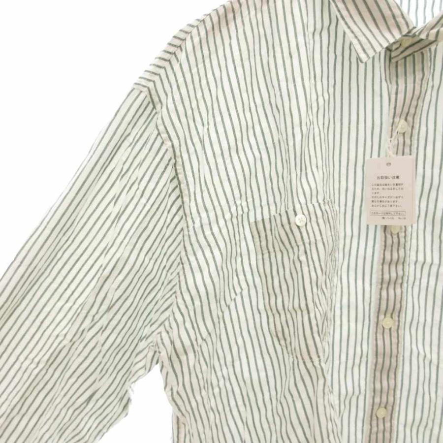 未使用品 パパス Papas タグ付き ストライプシャツ 長袖 オーバー