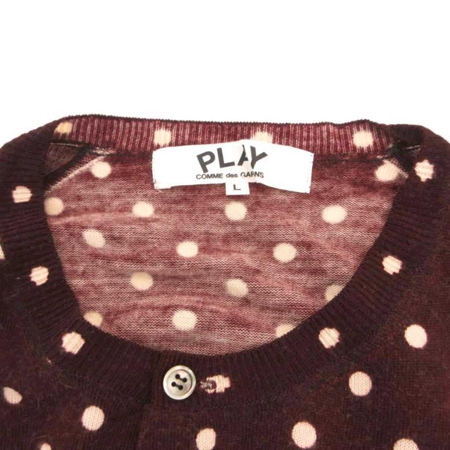 【中古】プレイコムデギャルソン AD2013 ポルカドット柄 ニット カーディガン 薄手 ウール ハートワッペン L プレイコムデギャルソン PLAY COMME des GARCONS AD2013 ポルカドット