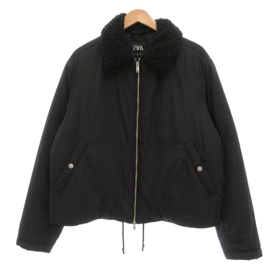 ZARA アウター　ブルゾン　ボア襟付きブラックジャケット ZARA（ザラ） 中綿 ジャケット ブルゾン ボア襟 L ブラック /UO メンズ
