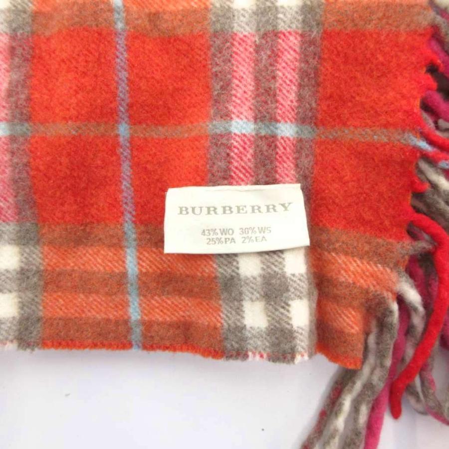 BURBERRY（バーバリー） マフラー ストール ウール カシミヤ混 赤