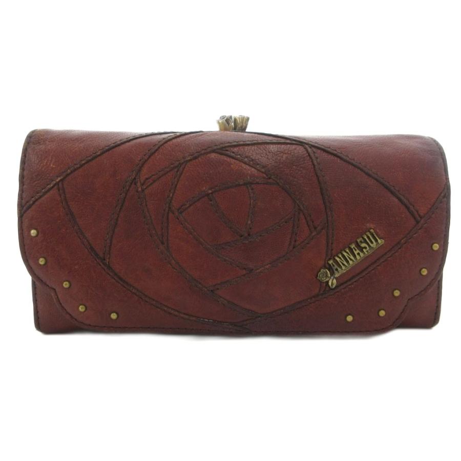 ANNA SUI（アナスイ） 長財布 ウォレット フラップ がま口 レザー バラ