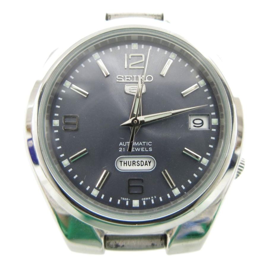 良品　稼動品　SEIKO 5SPORTS 自動巻き　腕時計　裏スケ　シルバー セイコー SEIKO ファイブ 腕時計 自動巻き アナログ カレンダー付き