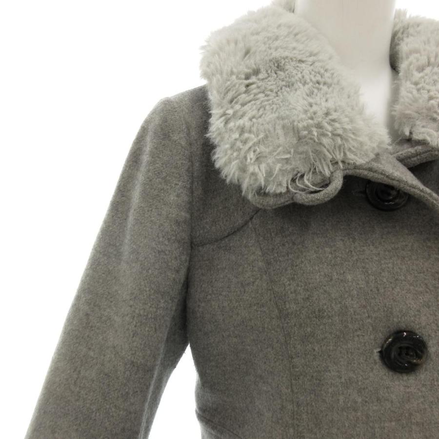 美品✨ブルーレーベルクレストブリッジ　ロングコート ファー チェック 黒 36 ブルーレーベルクレストブリッジ BLUE LABEL CRESTBRIDGE ロングコート