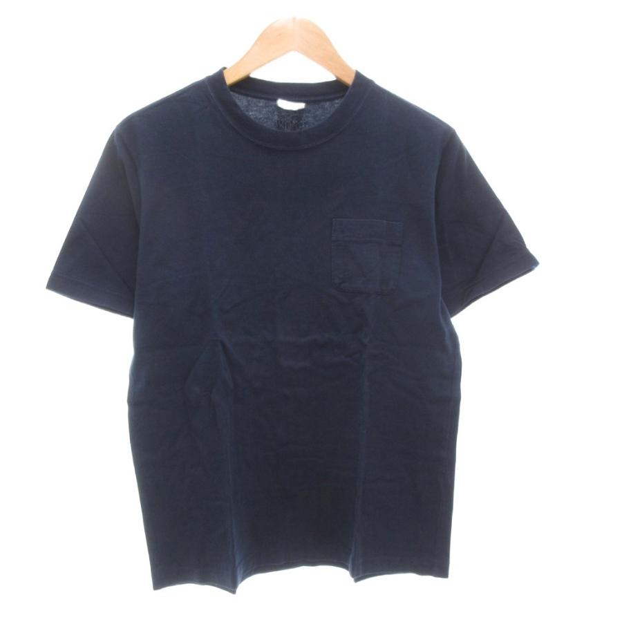ループウィラー LOOPWHEELER Tシャツ 半袖 M クルーネック ロゴ 紺 