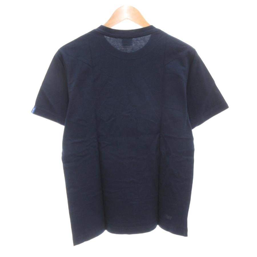 ループウィラー LOOPWHEELER Tシャツ 半袖 M クルーネック ロゴ 紺 