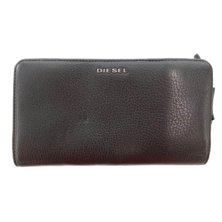 定価26,400円!!正規 新品 DIESEL 長財布 レザー ユニセックス ディーゼル DIESEL 長財布 メンズ ブラック シルバー 本皮 財布 羊革
