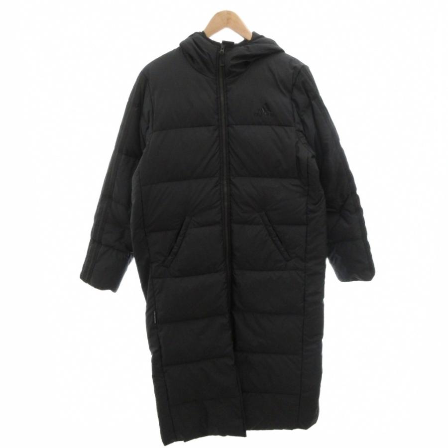 adidas（アディダス） ベンチコート ダウン ロング ロゴ フード S 黒