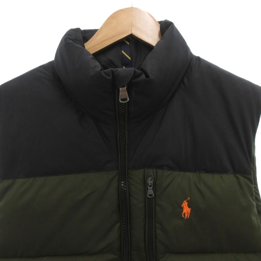 【美品】ポロラルフローレン ダウンベスト ポニー刺繍 カーキ ポロラルフローレン ダウンベスト ポニー刺繍 カーキ×ベージュ