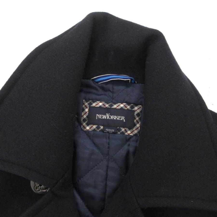 新品タグ付き✨ニューヨーカー　ピーコート　ネイビー【L】ウール　ダブルブレスト ニューヨーカー NEWYORKER Pコート ピーコート メルトン M 紺 ネイビー