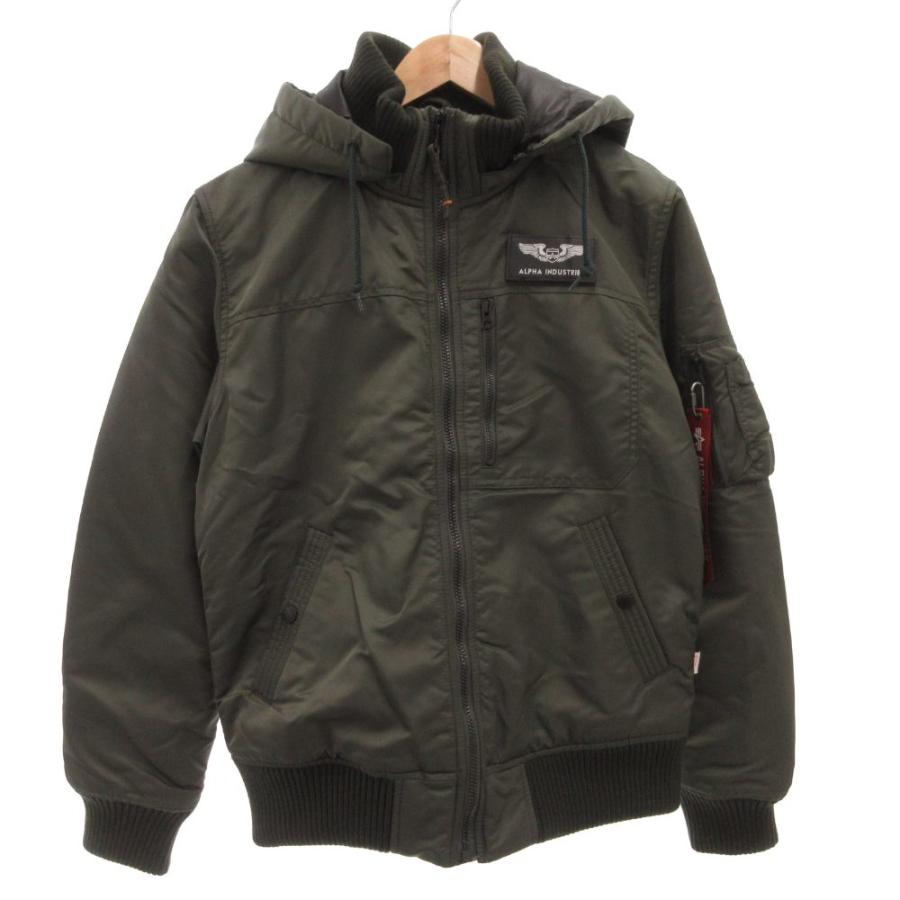 ALPHA INDUSTRIES フーデットリブジャケットカーキ　SIZE:XL アルファ ALPHA フーデッドリブジャケット ブルゾン ミリタリー M