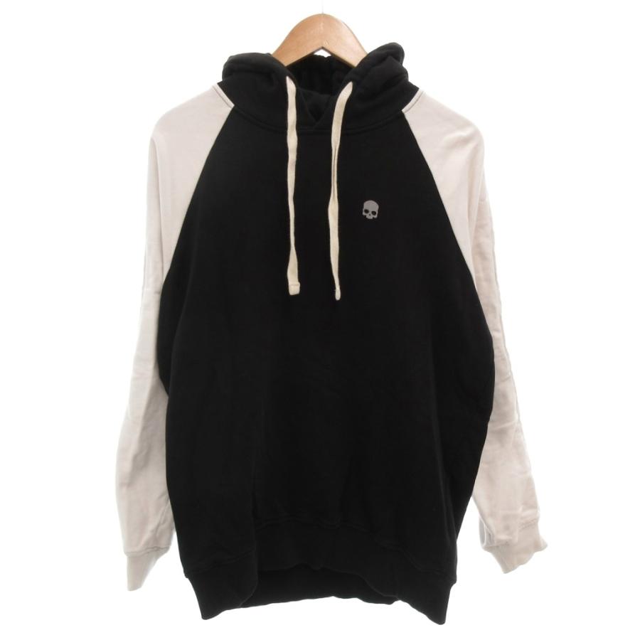 ハイドロゲン HYDROGEN パーカー フーディ 裏起毛 スカル ロゴ L 黒
