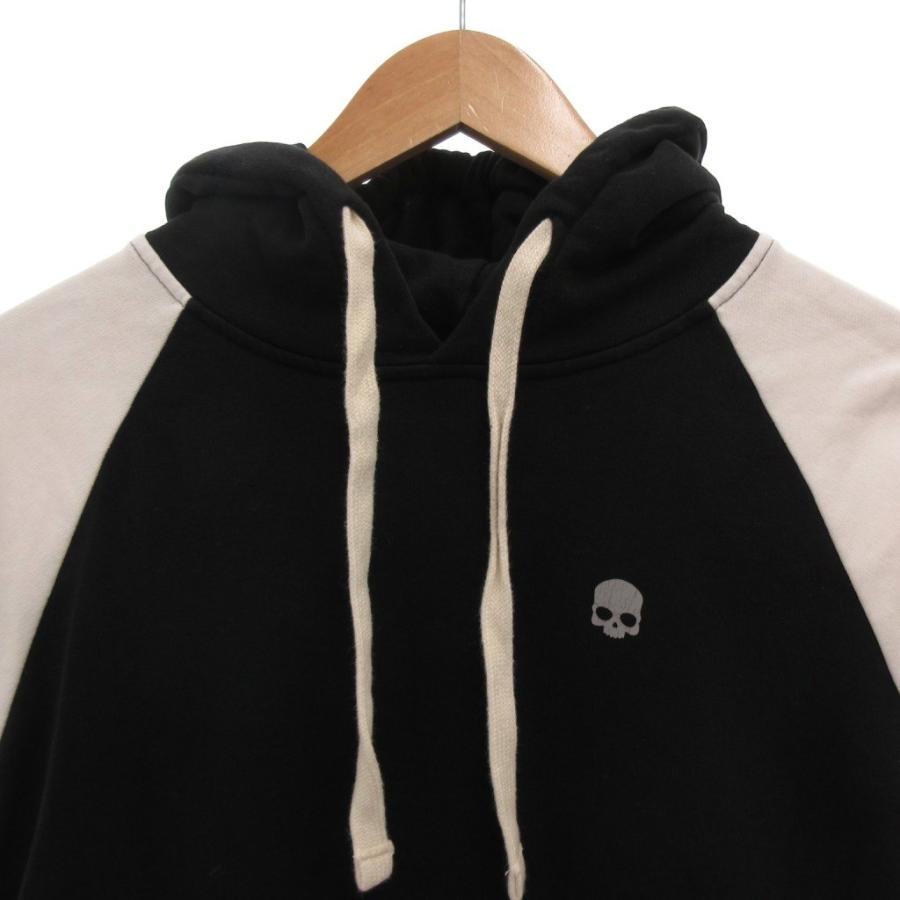 ハイドロゲン HYDROGEN パーカー フーディ 裏起毛 スカル ロゴ L 黒