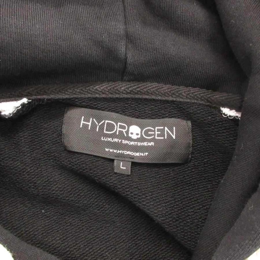 ハイドロゲン HYDROGEN パーカー フーディ 裏起毛 スカル ロゴ L 黒