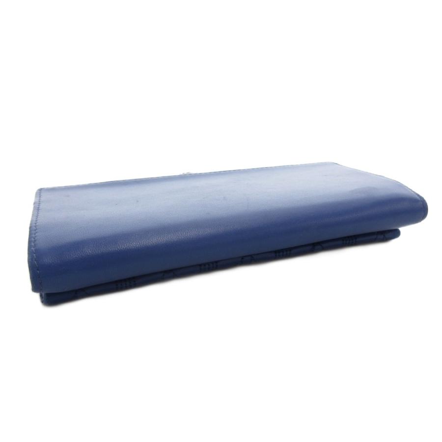 アナスイ 長財布 ウォレット がま口 ステッチ キルティング ロゴ レザー 青 ANNA SUI - アナスイ 長財布 ウォレット がま口 ステッチ キルティング