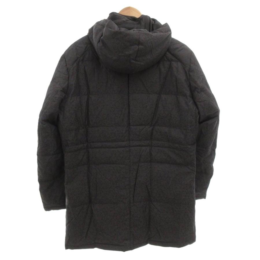 インターメッツォ INTERMEZZO ダウンコート フード ロング 総柄 L 黒 