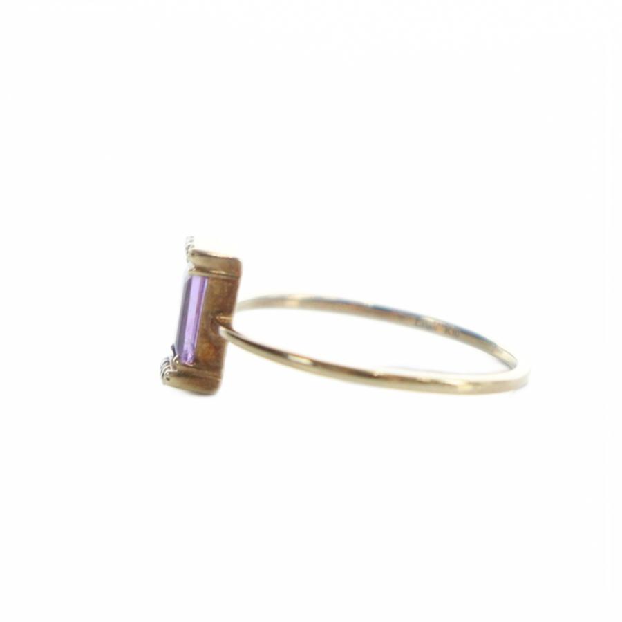 リラ Lilas K10 スクエアアメジスト ダイヤモチーフリング 指輪 13号