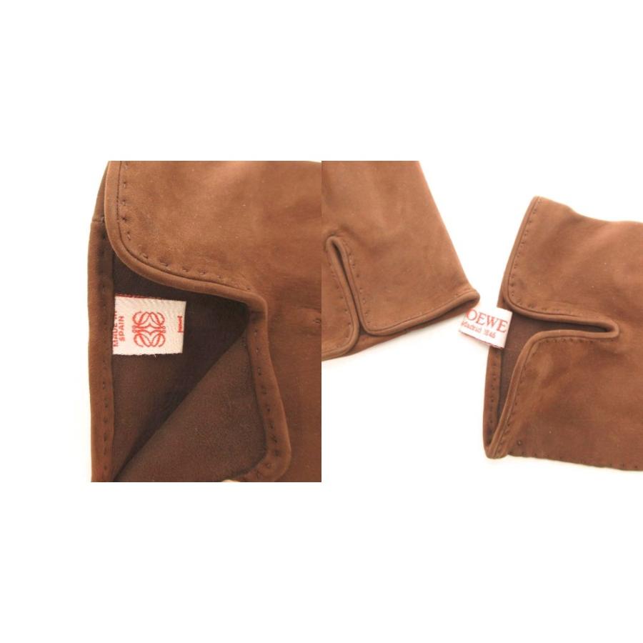 LOEWE（ロエベ） レザーグローブ 手袋 アナグラム スエード 茶