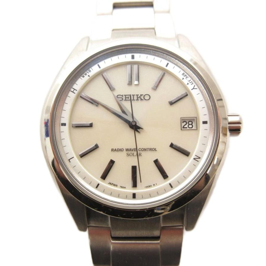 セイコー SEIKO ブライツ 腕時計 デイト チタン 電波ソーラー シルバー 