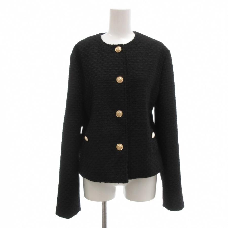 未使用級✨️ZARA ツイード調ノーカラージャケット S 黒　金ボタン　ブラック ZARA（ザラ） ノーカラージャケット ツイード 金ボタン S 黒 ブラック