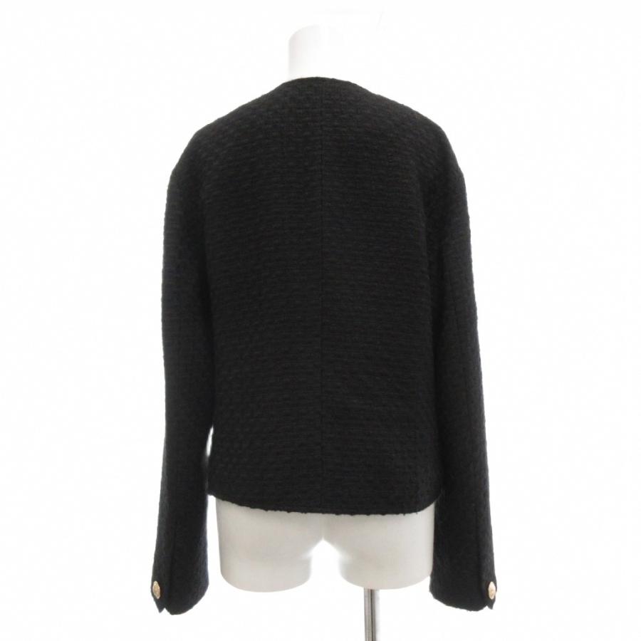 ZARA（ザラ） ノーカラージャケット ツイード 金ボタン S 黒 ブラック