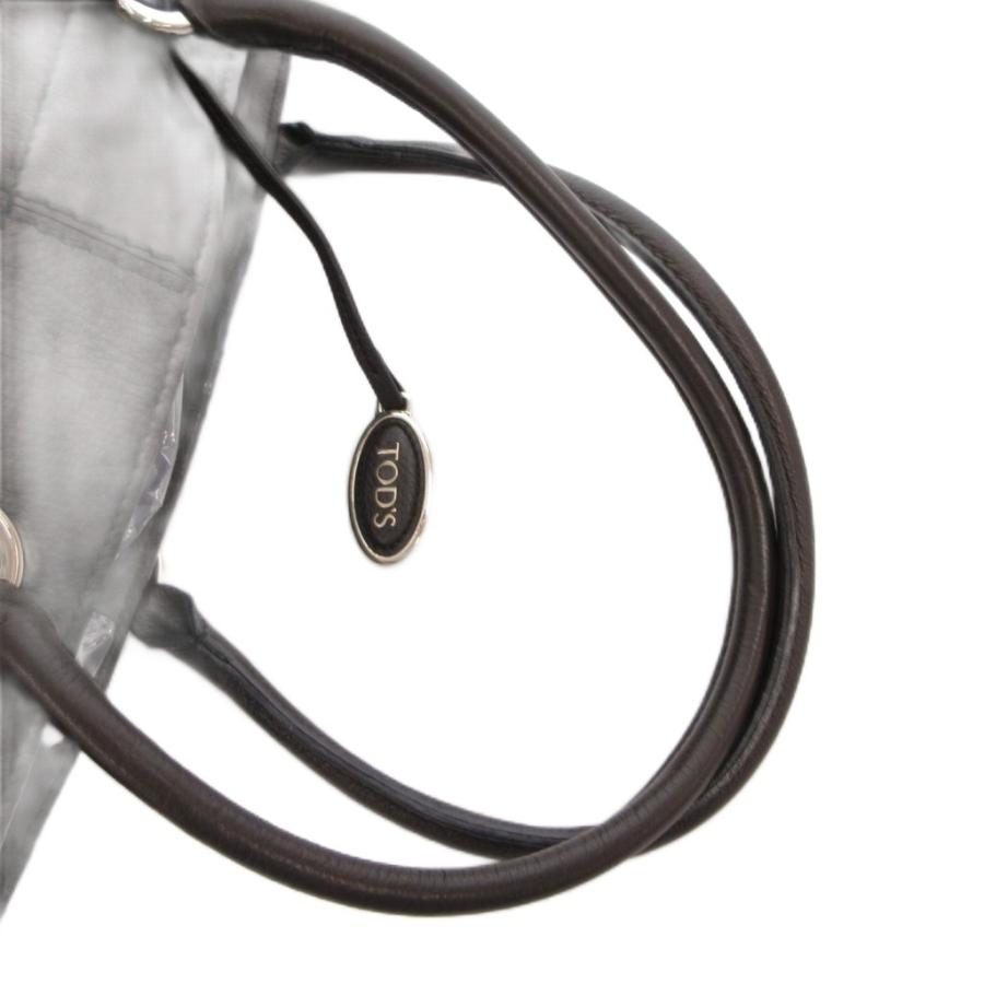 トッズ TOD'S ハンドバッグ 肩掛け 手提げ ロゴ チャーム レザー 茶 ブラウン /FF レディース