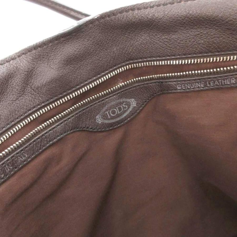 トッズ TOD'S ハンドバッグ 肩掛け 手提げ ロゴ チャーム レザー 茶 ブラウン /FF レディース