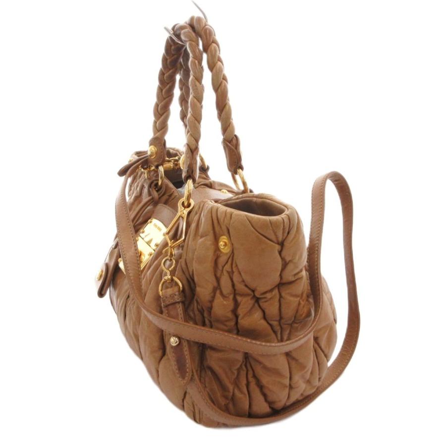 ミュウミュウ マテラッセ 2WAY ハンドバッグ ショルダー 茶 RN0473 miu miu（ミュウミュウ） マテラッセ 2WAY ハンドバッグ ショルダー