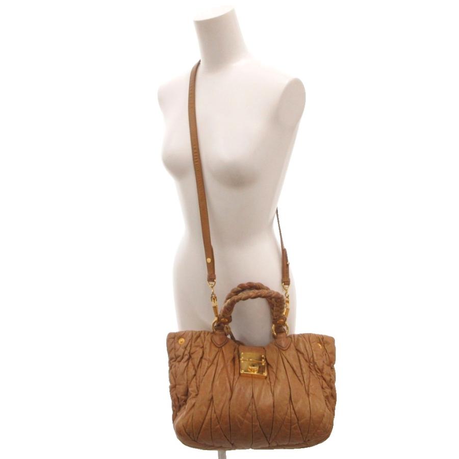 ミュウミュウ マテラッセ 2WAY ハンドバッグ ショルダー 茶 RN0473 miu miu（ミュウミュウ） マテラッセ 2WAY ハンドバッグ ショルダー
