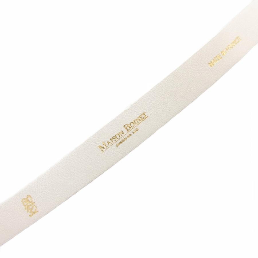 メゾンボワネ タグ付き ナローベルト ハトメ レザーロゴ 白 未使用品 MAISON BOINET メゾンボワネ タグ付き ナローベルト ハトメ