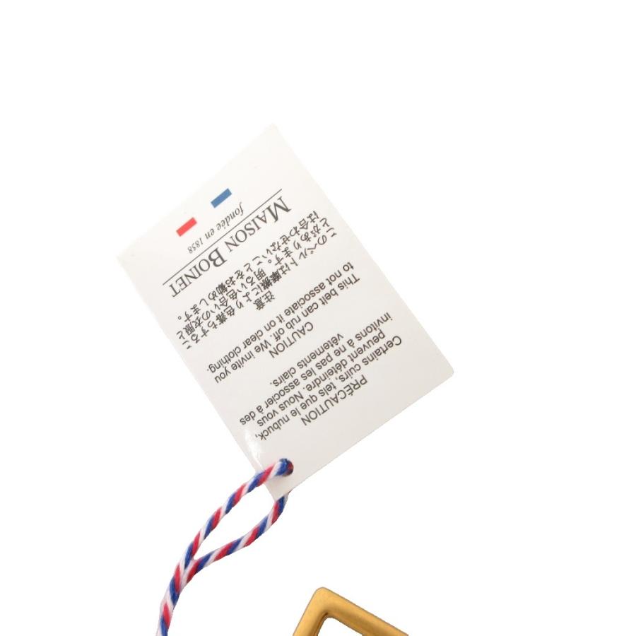 メゾンボワネ タグ付き ナローベルト ハトメ レザーロゴ 白 未使用品 MAISON BOINET メゾンボワネ タグ付き ナローベルト ハトメ