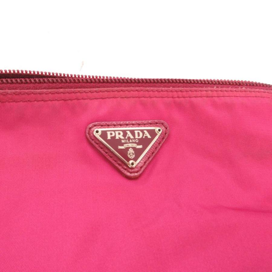 PRADA（プラダ） ポーチ ロゴ 三角プレート ナイロン ピンク /JS 